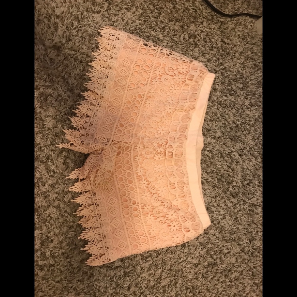 Baby pink lace shorts
